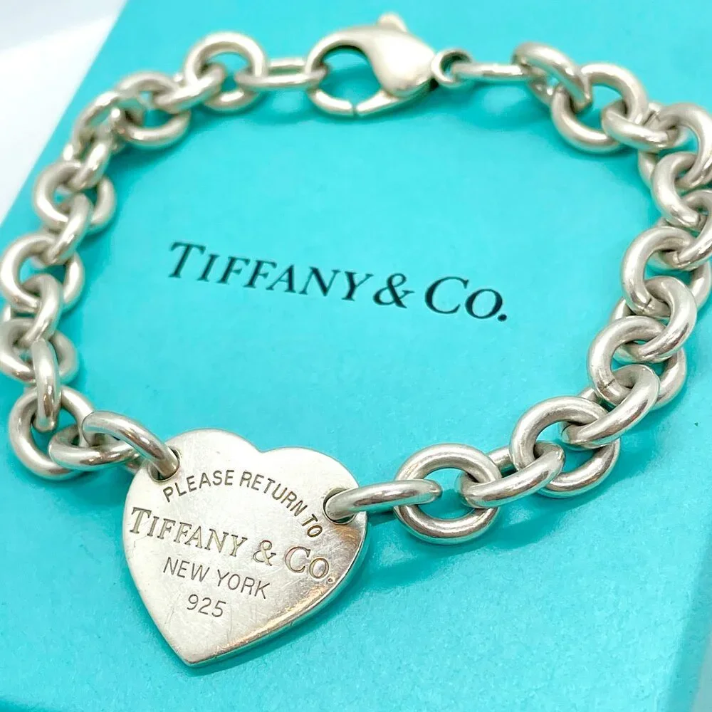 Tiffany & Co. Return to Tiffany Heart Charm Bracelet Sterling Silver 7.5" W/ Box - Picture 3 of 12